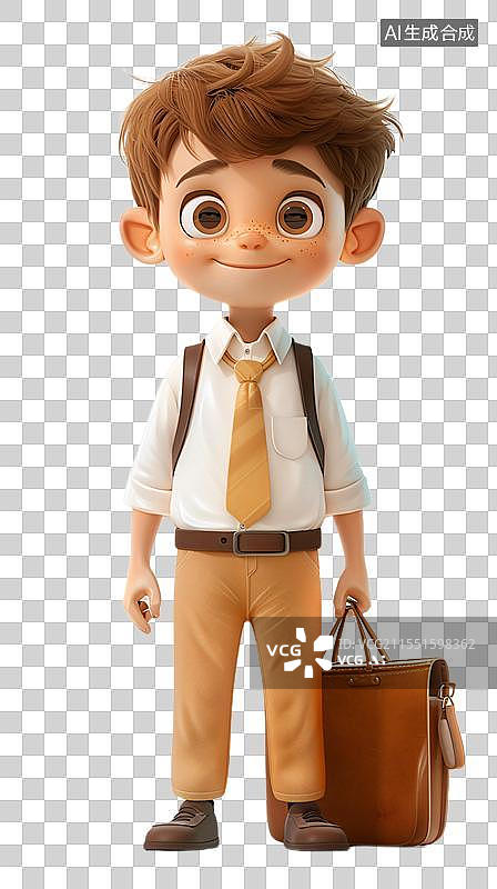 【AI数字艺术】3D卡通商务白领手提公文的商务男性图片素材