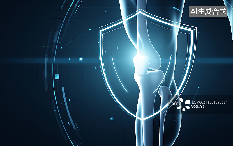 【AI数字艺术】强壮的膝关节健康。医学、诊所、药房、骨科医院的骨科保护设计概念图片素材