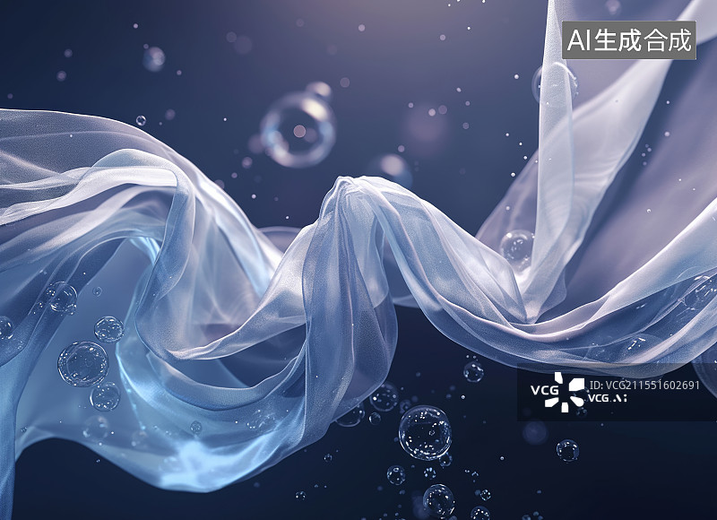 【AI数字艺术】随风飞舞的布料3D渲染图片素材