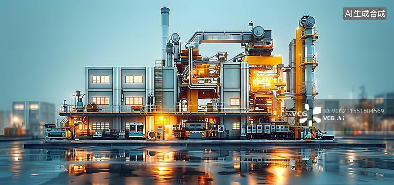 【AI数字艺术】城市工业能源碳中和生态概念等距图风格工业工厂化工概念插画微缩景观图片素材