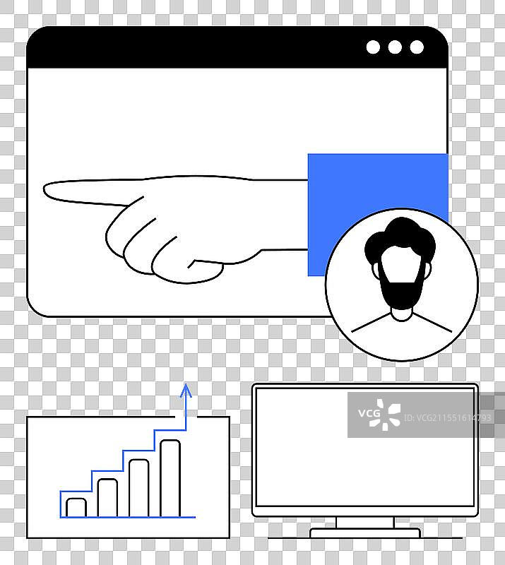 带有用户个人资料手势的商业仪表板图片素材