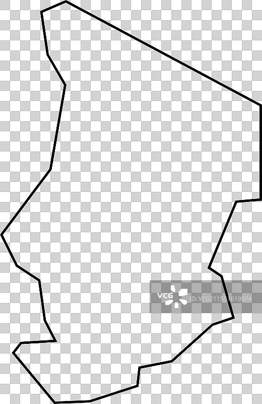 乍得国家地图细线轮廓图标图片素材