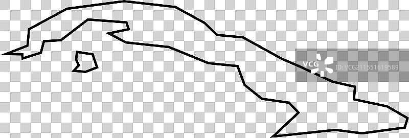 古巴国家地图细线轮廓图标图片素材