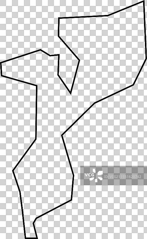 莫桑比克国家地图细线轮廓图标图片素材