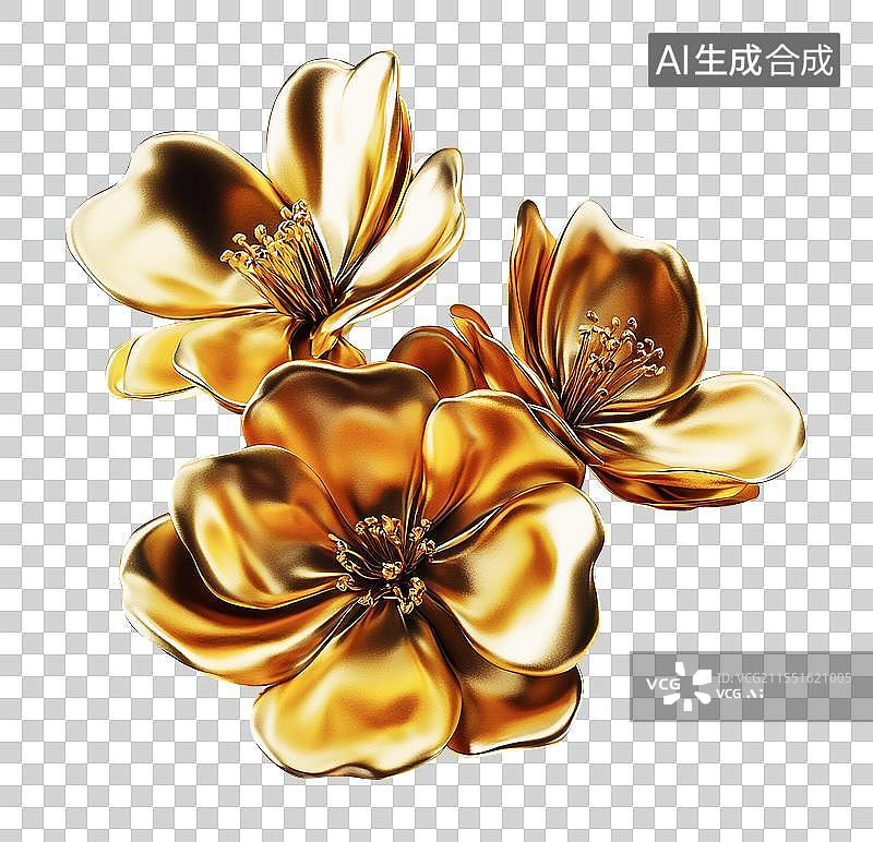 【AI数字艺术】金色奢华质感花朵图片素材