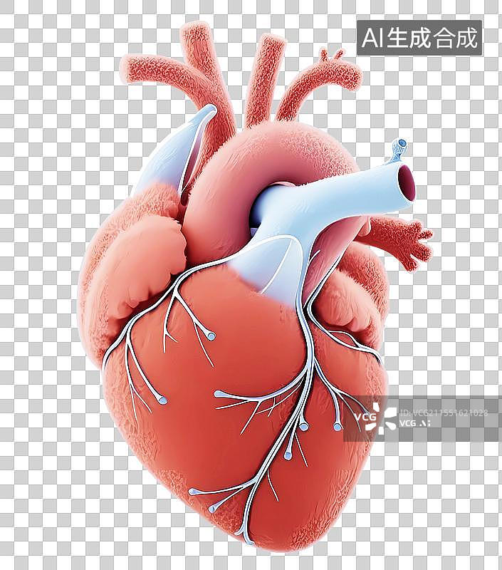 【AI数字艺术】艺术3D卡通红色心脏科学插画图片素材