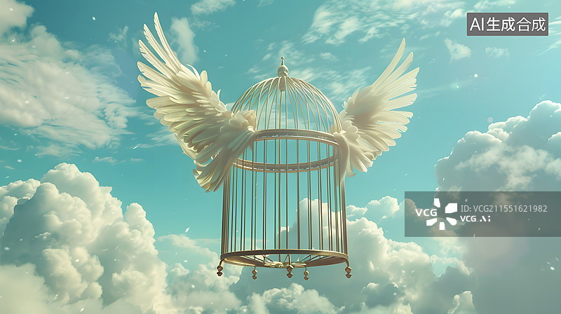【AI数字艺术】向往自由的鸟笼图片素材