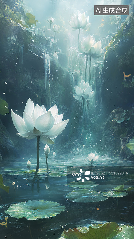 【AI数字艺术】出淤泥而不染的荷花图片素材