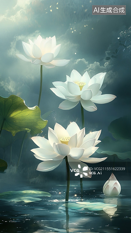 【AI数字艺术】出淤泥而不染的荷花图片素材