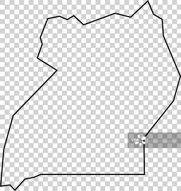 乌干达国家地图细线轮廓图标图片素材