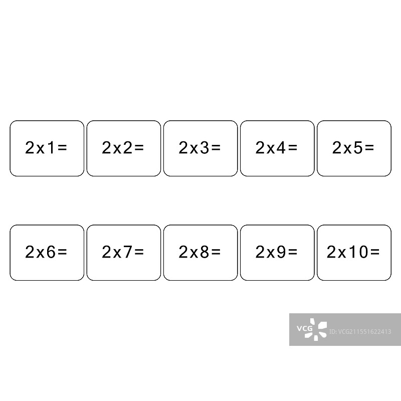 2的乘法和除法表数学卡图片素材