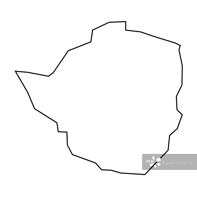 津巴布韦国家地图细线轮廓图标图片素材