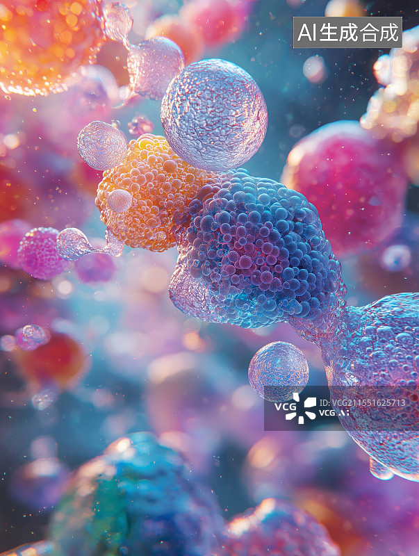 【AI数字艺术】生物细胞分裂显微三维渲染模型图片素材