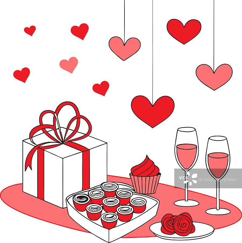 浪漫的情人节庆祝活动与礼物图片素材