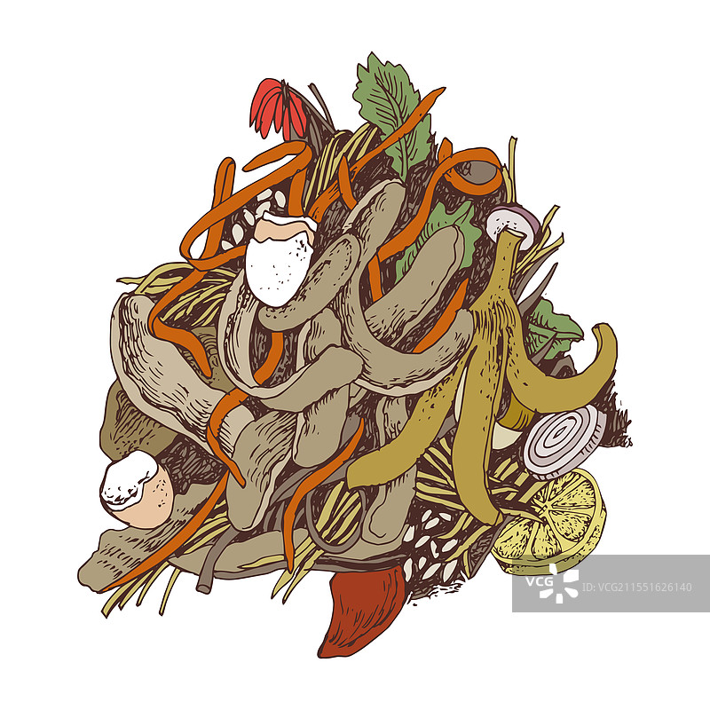 手绘的生物堆肥图片素材