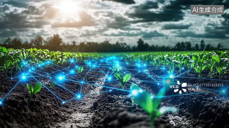 【AI数字艺术】植物农作物智慧水泵站灌溉系统图片素材