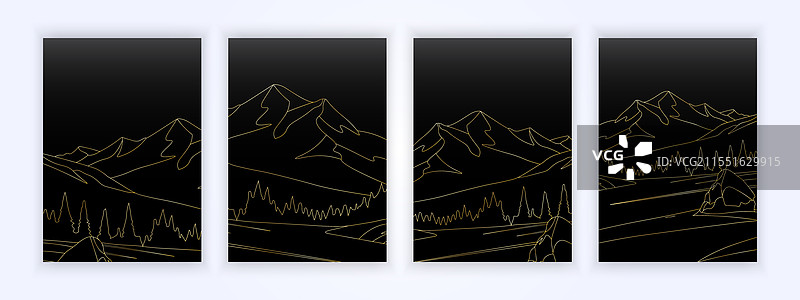 简单设计的自然风景线条艺术封面图片素材