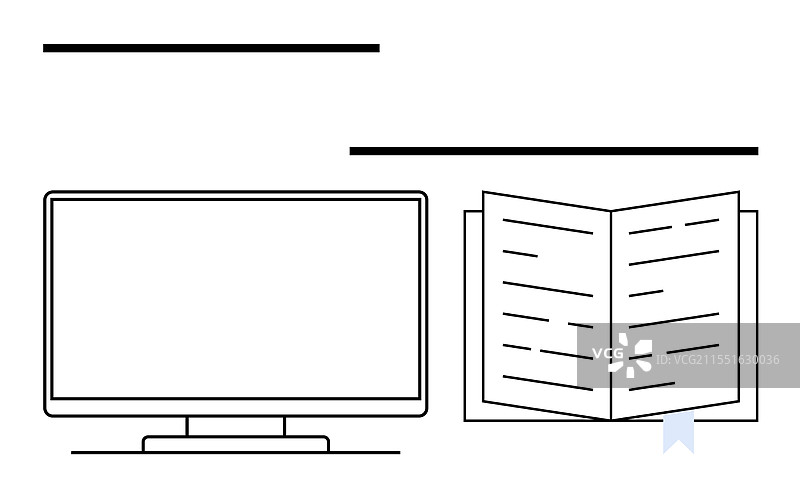 打开的书籍与书签和桌面电脑图片素材