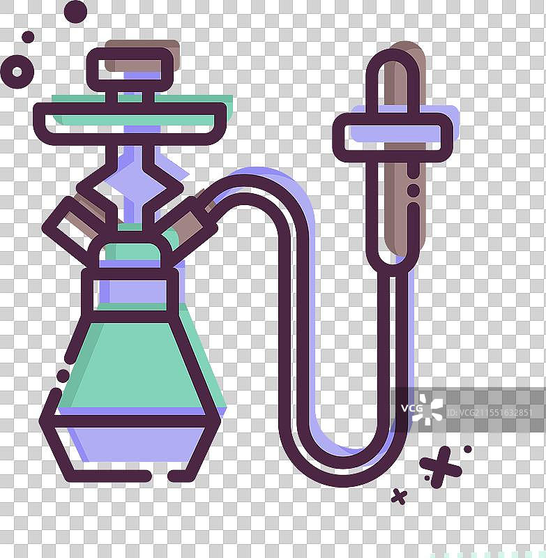 与卡塔尔相关的水烟图标，MBE风格图片素材