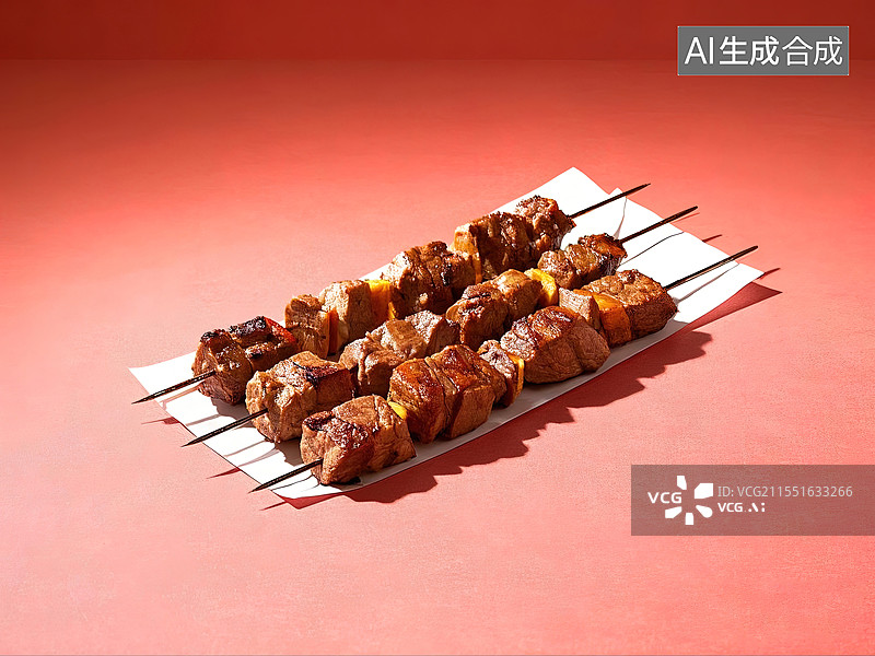 【AI数字艺术】羊肉串，烤羊肉串，美食，菜单，食谱，餐饮海报图片素材