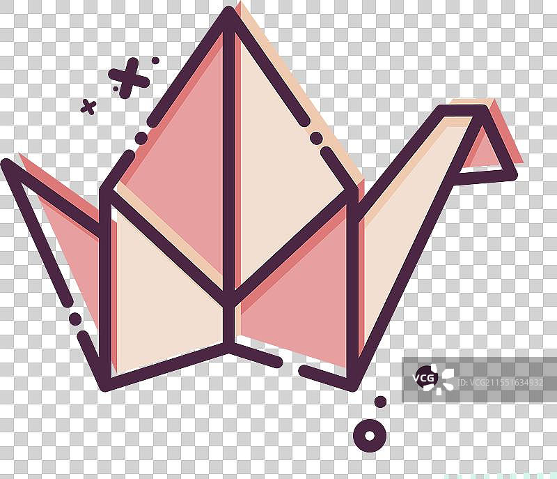 与日本象征相关的折纸图标，MBE风格图片素材