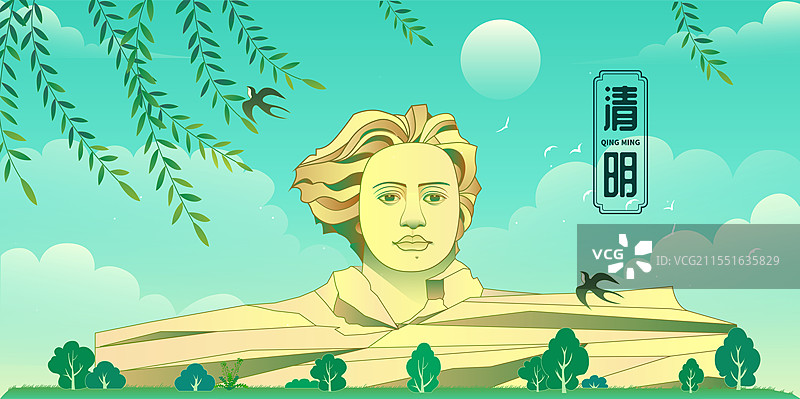 长沙橘子洲头毛泽东同志国风雕像春天风景图片素材