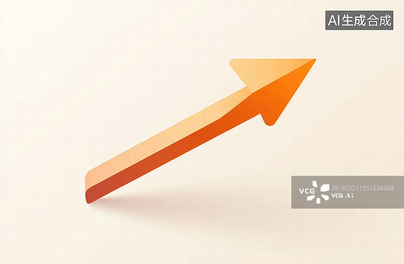 【AI数字艺术】一条红色的箭头图，箭头呈现出上升的趋势，背景是白色的网格图案。图片素材