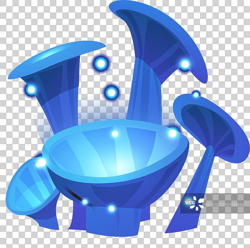 幻想中的蓝色闪光蘑菇卡通图案图片素材