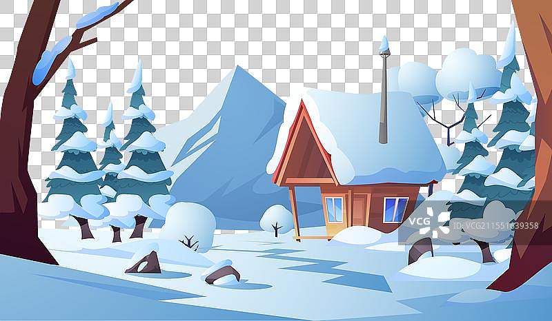 一个带有阳台和楼梯的舒适木屋图片素材