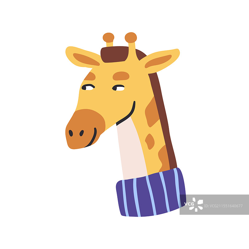 搞笑的长颈鹿角色，带着狡黠的微笑图片素材