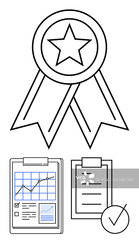 带星星的获奖丝带与表现报告图片素材