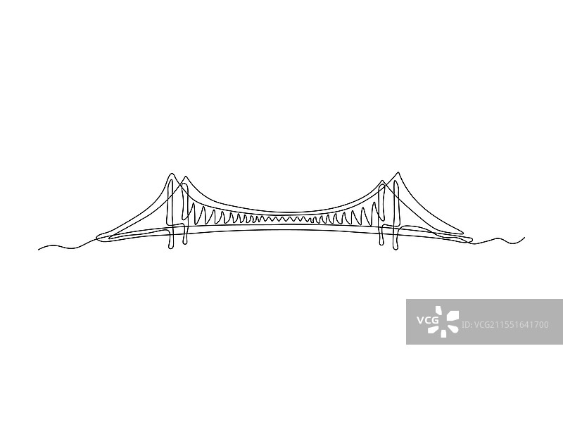 抽象桥梁连续单线艺术图片素材