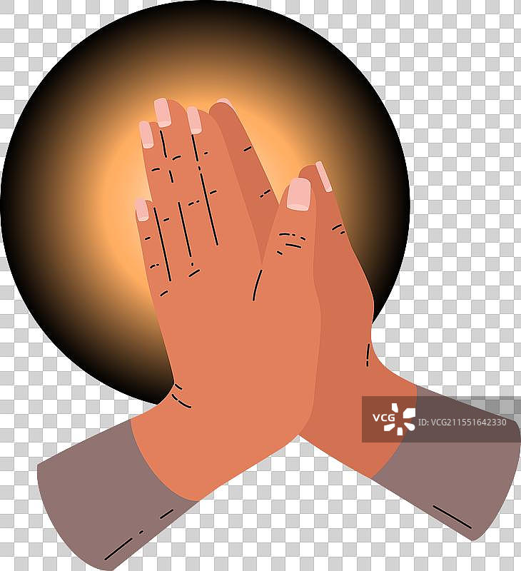 祈祷的双手与发光的背景图片素材