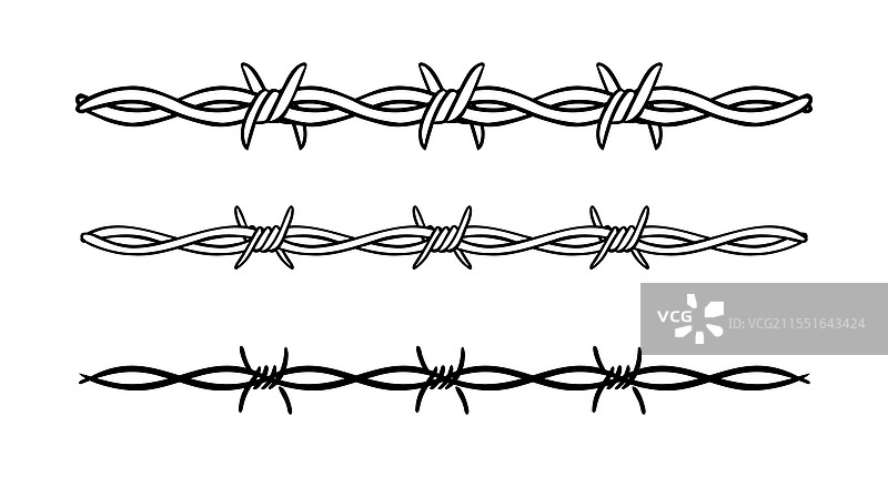 孤立的铁丝网模板边框带刺铁丝图片素材