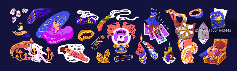 一套神秘的物品，巫术的神秘工具图片素材