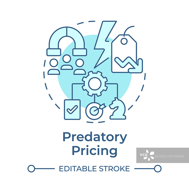 掠夺性定价软蓝色概念图标图片素材