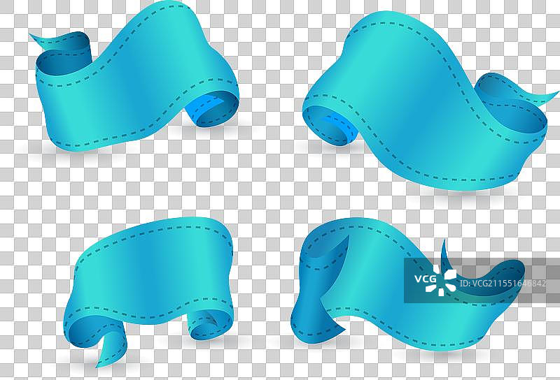 蓝色丝带套装图片素材