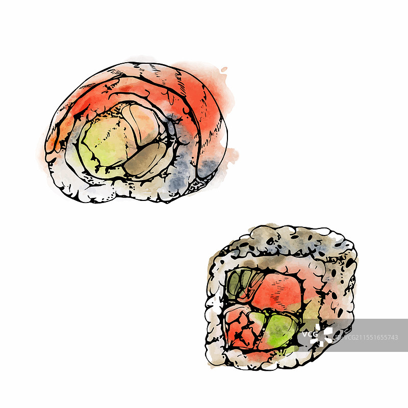 传统日本料理寿司卷配生鱼片图片素材