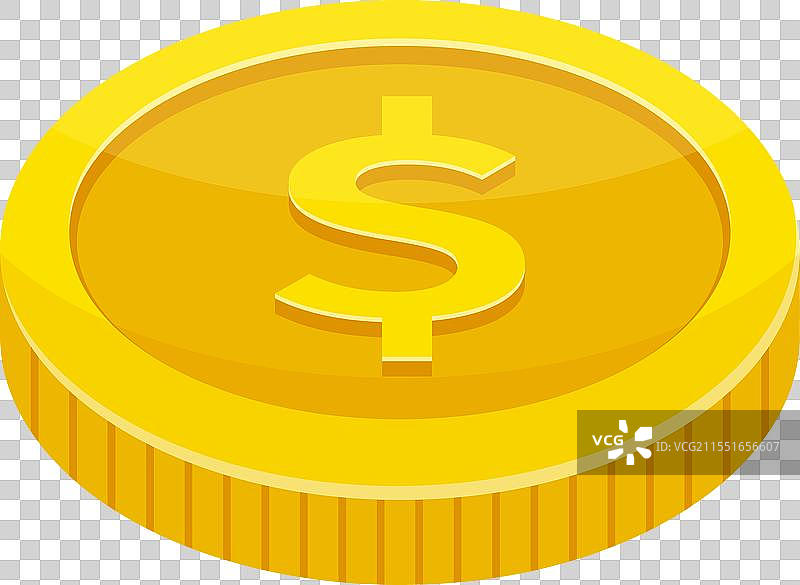 金色美元硬币卡通图标货币符号图片素材