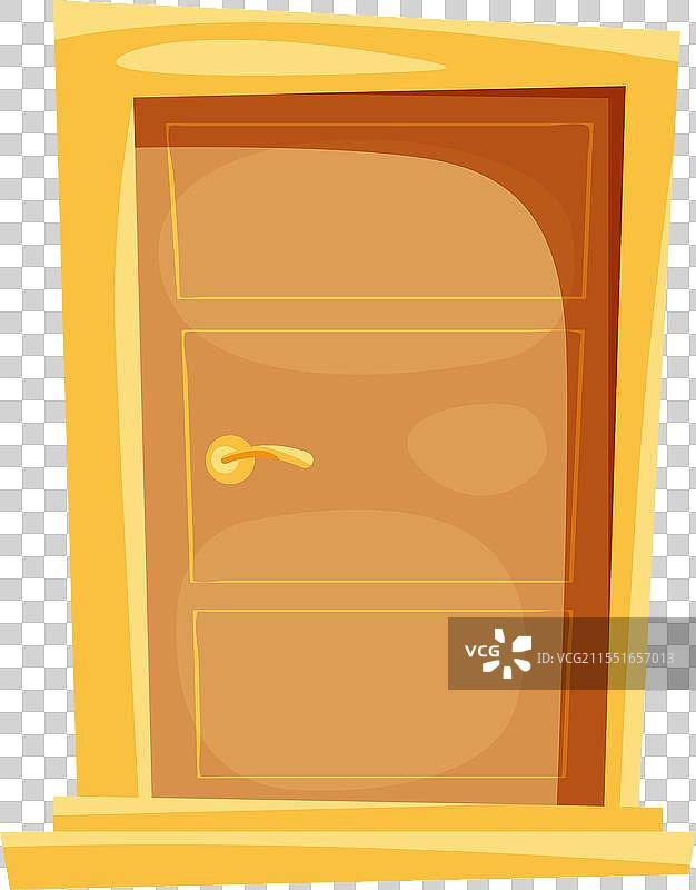 卡通风格的木门关闭在房子的前面图片素材