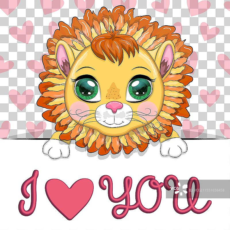 情人节动物主题的爱你贺卡图片素材