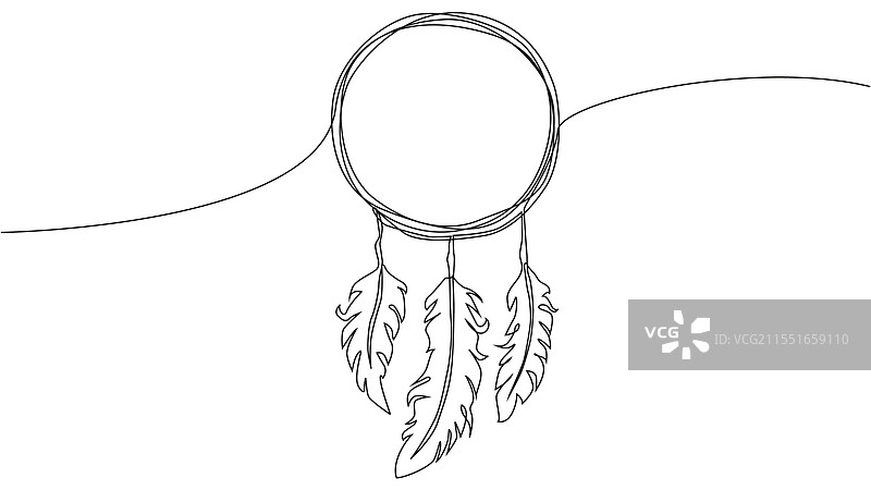 自绘连续线梦捕手神秘感图片素材