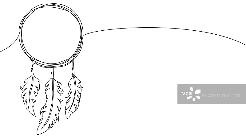 自绘连续线梦捕手的神秘感图片素材