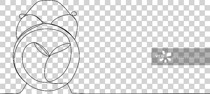 单线连续绘制的闹钟图案图片素材