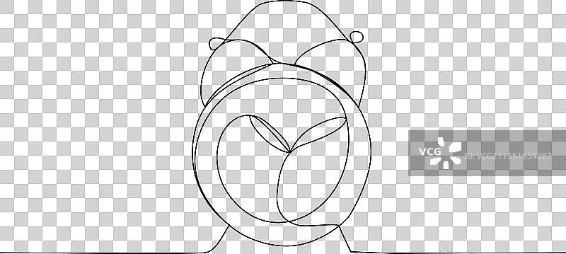 单线连续绘制的闹钟图案图片素材