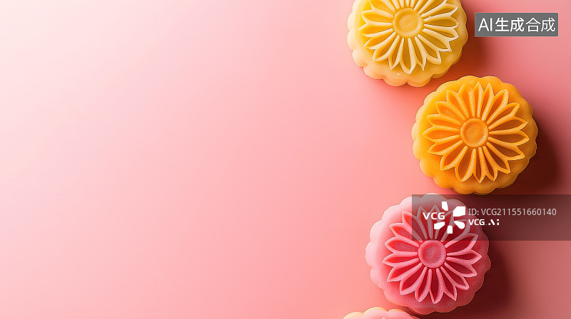 【AI数字艺术】中秋节月饼清新治愈主题特写图片素材