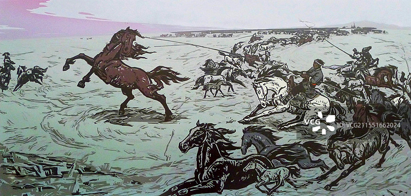 《马背雄风》木版图片素材