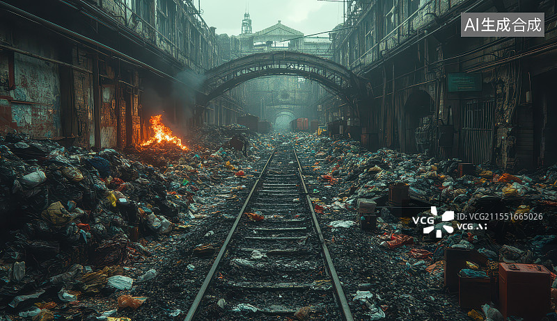 【AI数字艺术】垃圾焚烧发电火力发电垃圾堆场环境保护图片素材