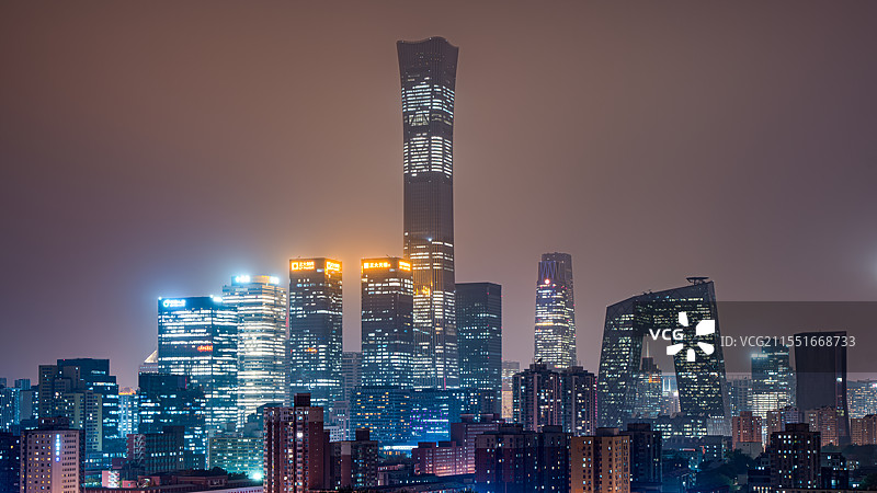 北京夜景下的繁华都市建筑群图片素材