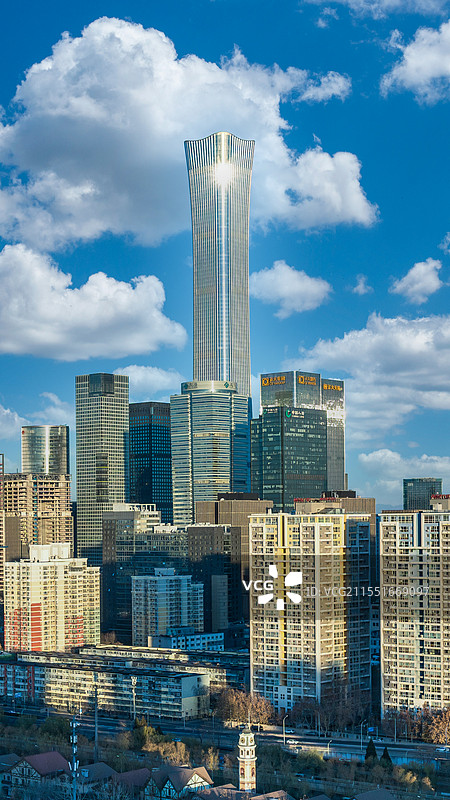 北京中国尊领衔的北京CBD城市建筑群景观图片素材